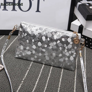 Laser Pu Crossbody Shoulder Bag for Women Golden Silver Clutch Zip Bag