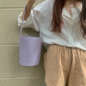 Fairy PU Mini Open Bucket Bag Soft Leather Femme bolsa Handbag