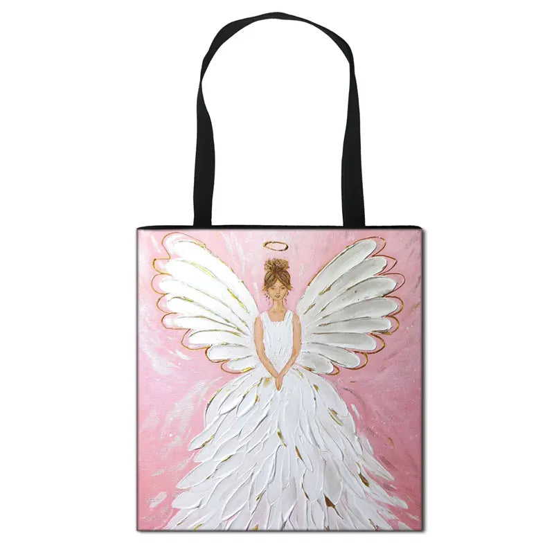Fairy Love Angel Print Tote Bag Women Shoulder Bag Travel Handbag