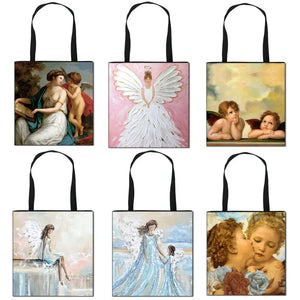 Fairy Love Angel Print Tote Bag Women Shoulder Bag Travel Handbag