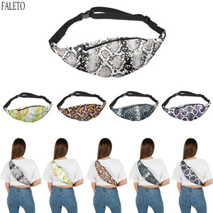 Faleto Fanny Pack Snakeskin Print Waist Bag Music Travel Hip Pack