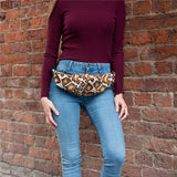 Faleto Fanny Pack Snakeskin Print Waist Bag Music Travel Hip Pack