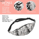 Faleto Fanny Pack Snakeskin Print Waist Bag Music Travel Hip Pack