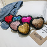 Heart Shape Cross Body Bag Women Mini Shoulder Purse Sequined Small