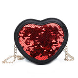 Heart Shape Cross Body Bag Women Mini Shoulder Purse Sequined Small