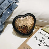 Heart Shape Cross Body Bag Women Mini Shoulder Purse Sequined Small