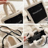 Lambswool Corduroy Women Crossbody Messenger Shoulder Bag Embroidery Handbag