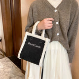 Lambswool Corduroy Women Crossbody Messenger Shoulder Bag Embroidery Handbag