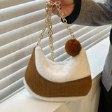 Plush Shoulder Cross Body Bag Chain Fur Bag