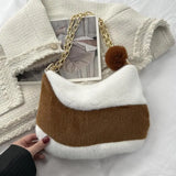 Plush Shoulder Cross Body Bag Chain Fur Bag