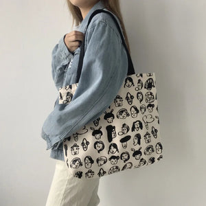 Canvas Shoulder Bag for Women Large Capacity Retro Handbag