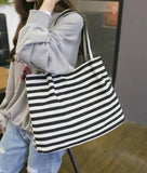 Striped Canvas Handbag Large Capacity Shoulder Baby Bag