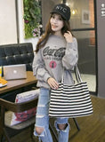 Striped Canvas Handbag Large Capacity Shoulder Baby Bag