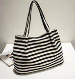 Striped Canvas Handbag Large Capacity Shoulder Baby Bag