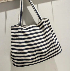 Striped Canvas Handbag Large Capacity Shoulder Baby Bag