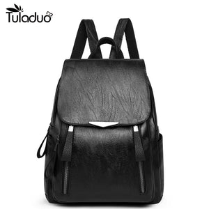 Women High Leather Backpack Casual Shoulders Bag