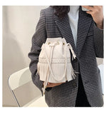 Fringe Women's Shoulder Bag PU Leather Crossbody Bucket Handbag