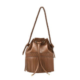 Fringe Women's Shoulder Bag PU Leather Crossbody Bucket Handbag