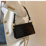 High-end Crocodile Pattern Underarm Bag with Chain Shoulder Strap