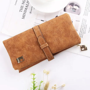 Famous Long Purse Women Wallets Drawstring Nubuck Leather