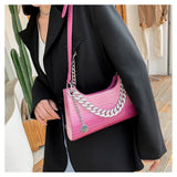 Diamond Chain Tote Bag PU Leather Women's Handbag Crocodile Pattern Shoulder Bag