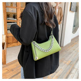 Diamond Chain Tote Bag PU Leather Women's Handbag Crocodile Pattern Shoulder Bag