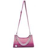 Diamond Chain Tote Bag PU Leather Women's Handbag Crocodile Pattern Shoulder Bag