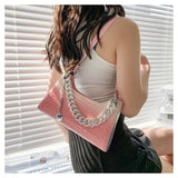 Diamond Chain Tote Bag PU Leather Women's Handbag Crocodile Pattern Shoulder Bag