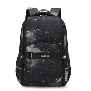 Starry Sky Print School Bag for Teen Boys & Girls Waterproof Space Backpack
