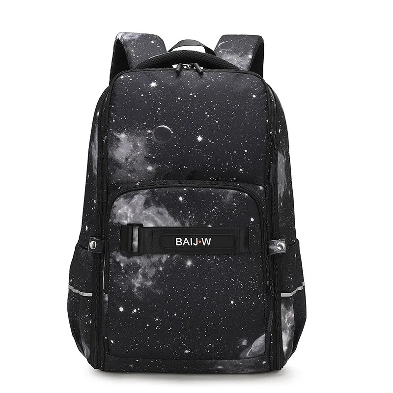 Starry Sky Print School Bag for Teen Boys & Girls Waterproof Space Backpack