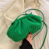 Women's Cloud Bag Soft Cotton Shoulder Messenger Stripe Travel Purse