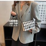 Famous Woolen Tweed Handbags Lock Purse Knit Shoulder Bags