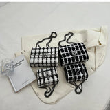 Famous Woolen Tweed Handbags Lock Purse Knit Shoulder Bags