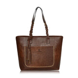 Designer Leather Shoulder Tote Bag with Tassel