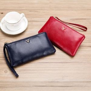 Elk Decoration Wristlet Bag Zipper Clutch Female Leather Phone Bag