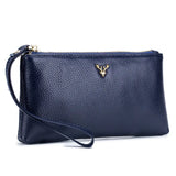 Elk Decoration Wristlet Bag Zipper Clutch Female Leather Phone Bag