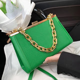 Chain Handle Pleated Shoulder Bag Clutch Purses Crossbody Bag Long Belt