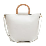 Wood Handle Shoulder Tote Bag for Women
