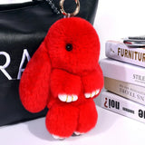 Fluffy Bunny Keychain Rabbit Key Chain Fur Woman Handbag Bag Keyring Pom Pom