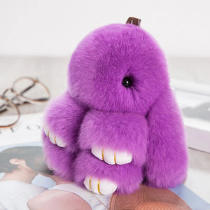 Fluffy Bunny Keychain Rabbit Key Chain Fur Woman Handbag Bag Keyring Pom Pom