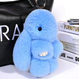 Fluffy Bunny Keychain Rabbit Key Chain Fur Woman Handbag Bag Keyring Pom Pom