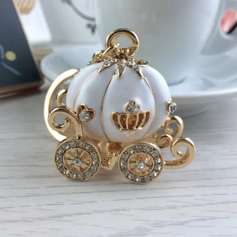 Pumpkin Carriage Crystal Hallowmas Fairy Tale Keychain Purse Bag Buckle
