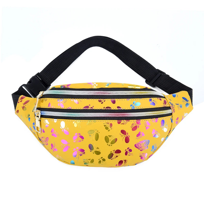 Women's Butterfly Print Fanny Bag Crossbody Chest Phone Purse