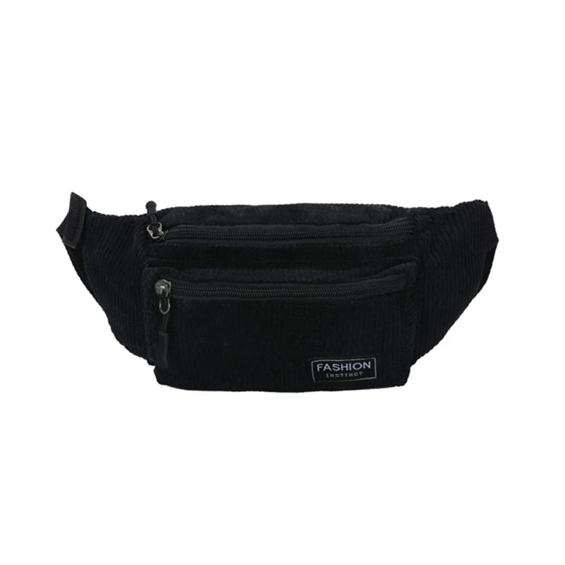 Corduroy Fanny Pack Waist Bag for Women Girls Ladies