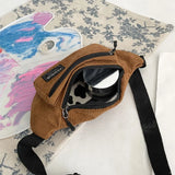 Corduroy Fanny Pack Sling Bag for Women Girls Ladi...