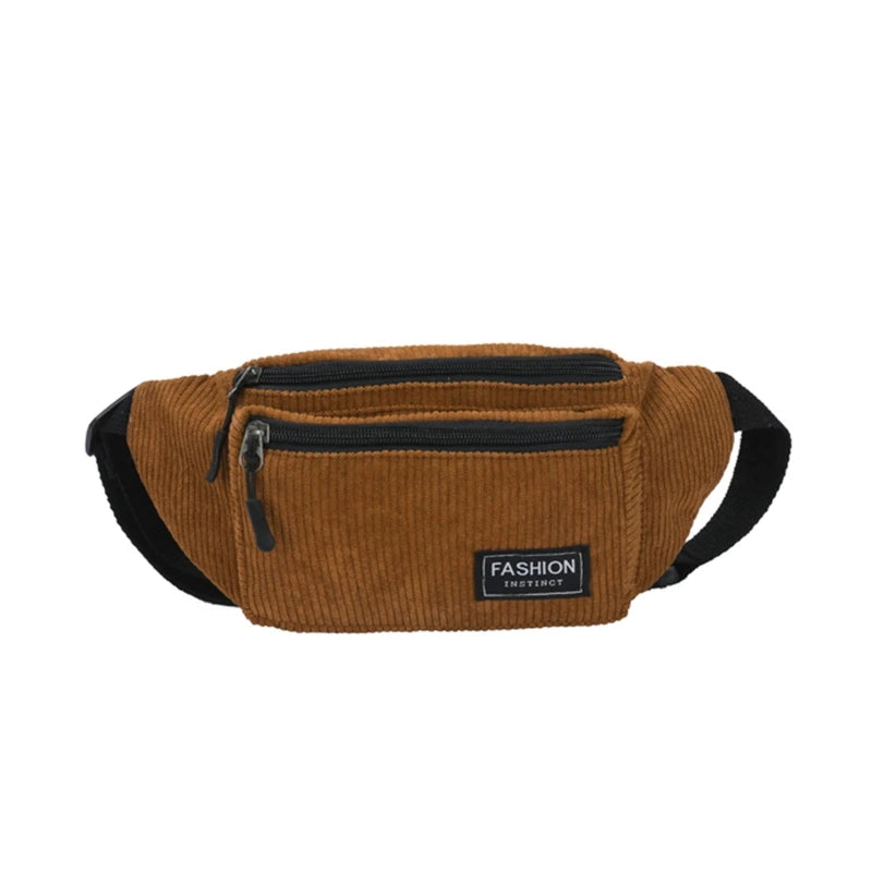 Corduroy Fanny Pack Sling Bag for Women Girls Ladi...