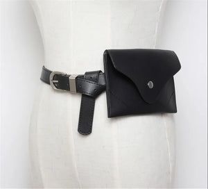 Women's Leather Envelope Waist Pack - Money Belt Chest Bag