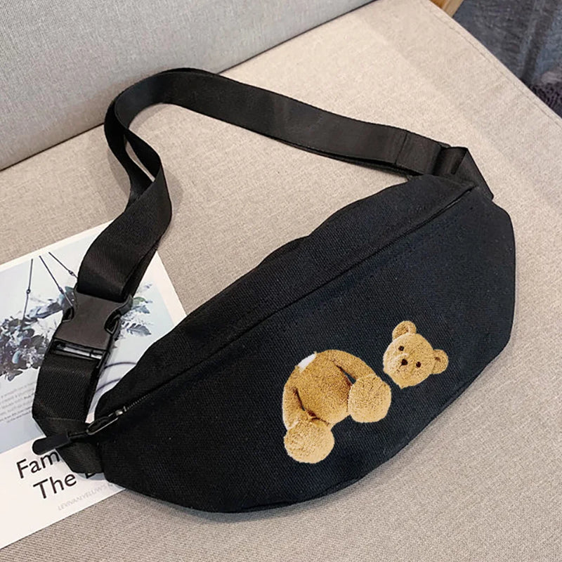 Bear Print Fanny Pack Crossbody Chest Bag Unisex Hip Bum Bag