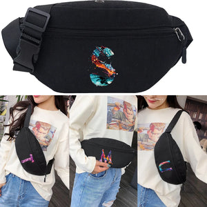 26 Letter Waist Bag for Women Men Paint Fanny Pack Travel Purse Gym Bags