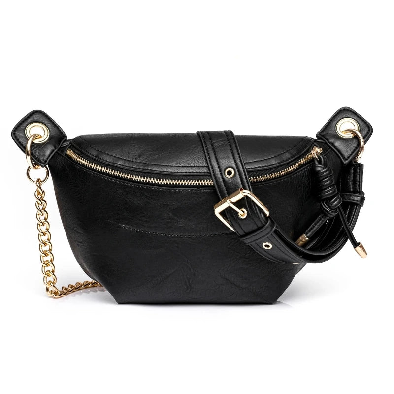 Women's Shoulder Bag Crossbody Fanny Pack Waist Purse with Chain Strap